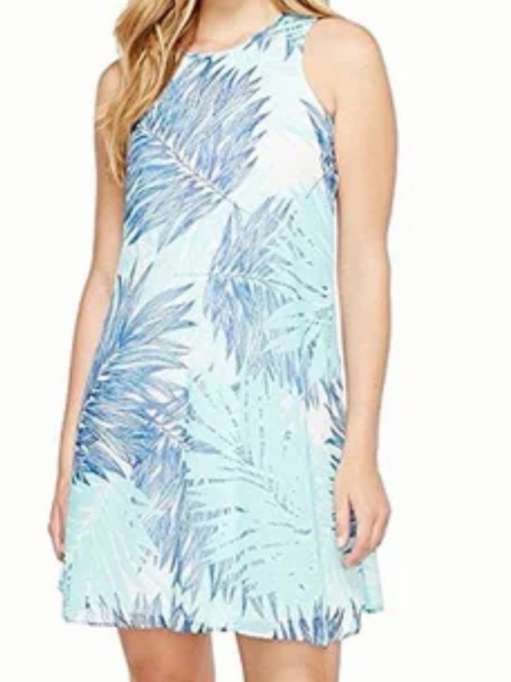 Calvin Klein Trapeze Dress ~ in Seaglass Multi Tropical Leaf Printed